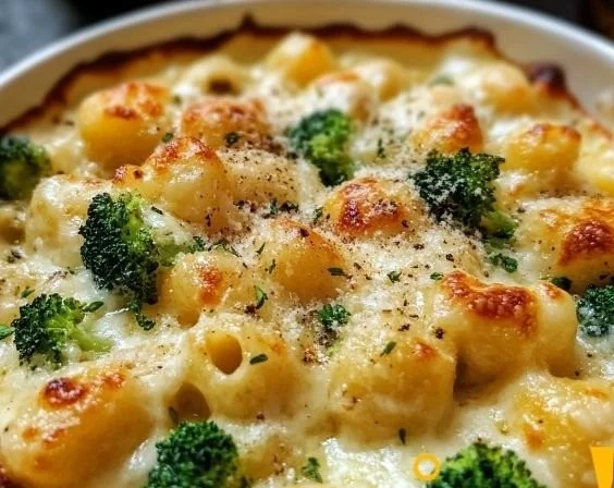 Cremiger Gnocchi-Brokkoli-Auflauf mit frischem Brokkoli und Gnocchi