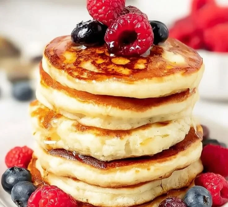 Fluffige Pancakes nach amerikanischem Originalrezept auf einem Teller