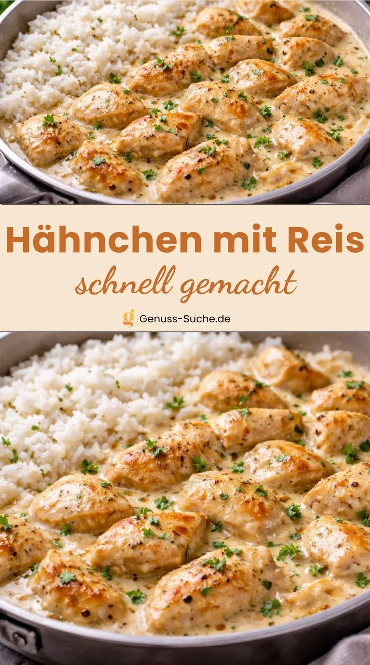 Hähnchenbrust in Sahnesauce auf einem Teller serviert