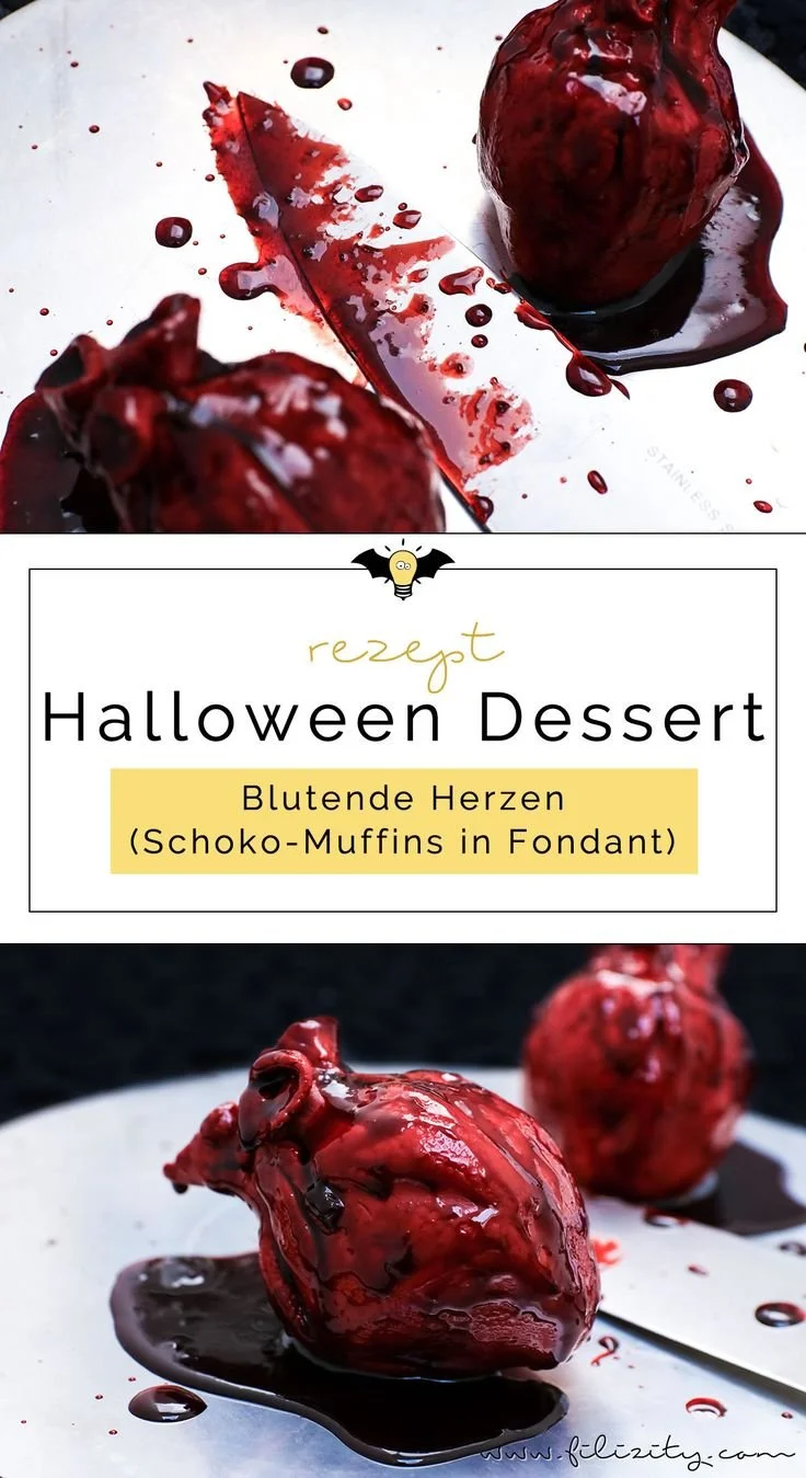 Halloween Nachtisch Rezept blutende Herzen für einen gruseligen Genuss