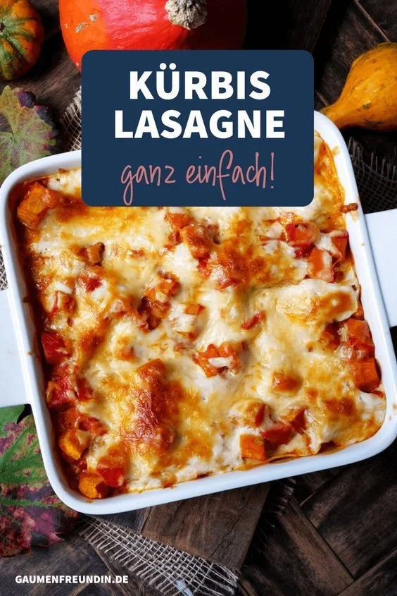 Leckere Kürbis-Lasagne, vegetarisches Rezept mit frischem Kürbis und Käse