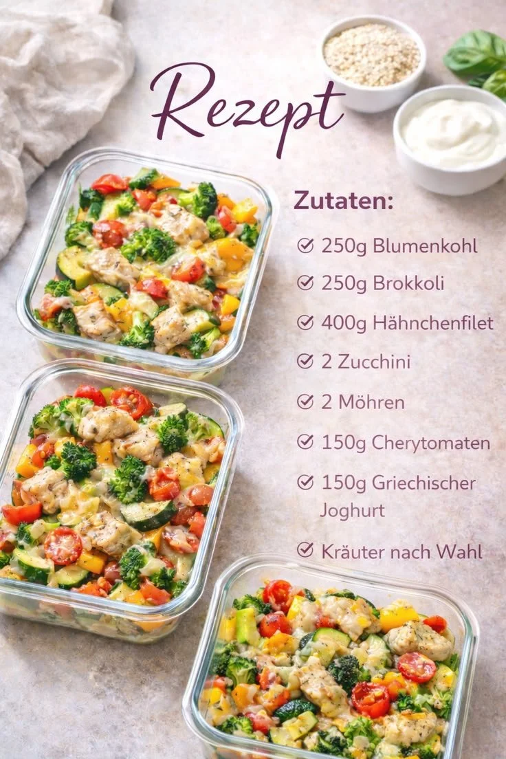 Leichter Bauch Auflauf mit Gemüse, proteinreich und gesund für die Verdauung.