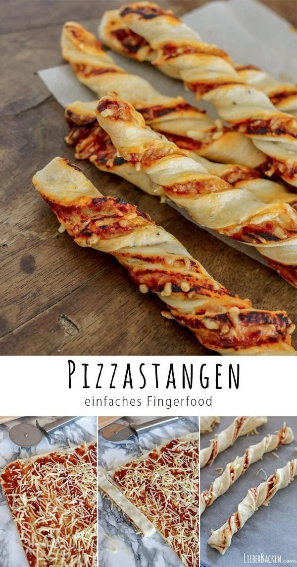 Gedrehte Pizzastangen als schneller Snack aus dem LieberBacken Rezept